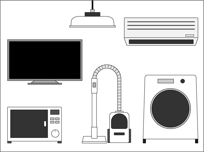 テレビやエアコンなど生活家電のイメージイラスト